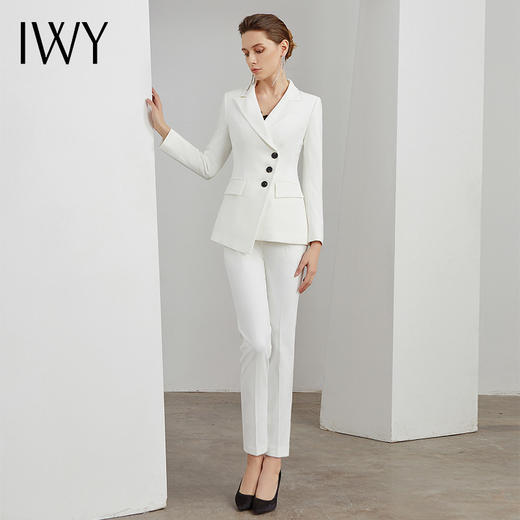 IWY/时尚白色西装女套装晚礼服售楼部工作服女职业工作服 C10321-W+P10321-W 商品图4