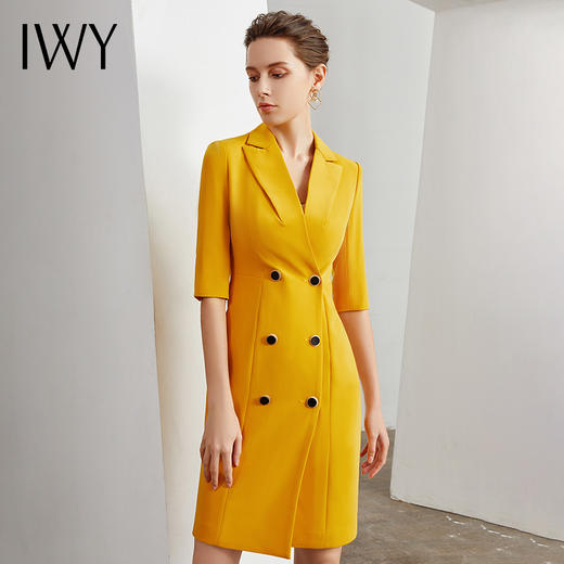 IWY/黄色连衣裙女主持人职业正装时尚气质通勤名媛工作服02Q1 商品图0