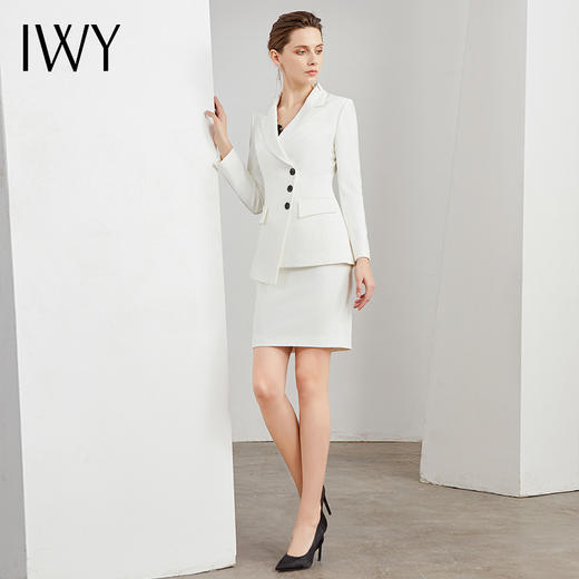 IWY/白色西装套裙女晚礼服韩版时尚气质名媛两件套英伦风售楼部工作服 C10321-W+S10321-W 商品图4