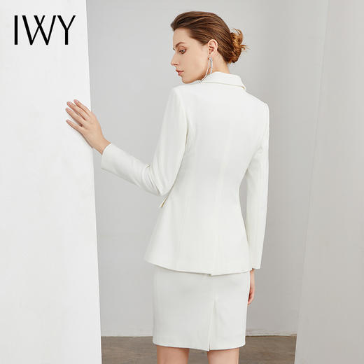 IWY/白色西装套裙女晚礼服韩版时尚气质名媛两件套英伦风售楼部工作服 C10321-W+S10321-W 商品图3