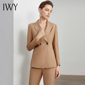 IWY/卡其色西装套女修身气质时尚职业装高端名媛上班工作服装 C11107-K+P11107-K