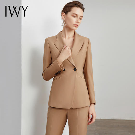 IWY/卡其色西装套女修身气质时尚职业装高端名媛上班工作服装 C11107-K+P11107-K 商品图0