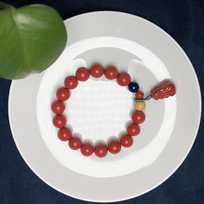 请先量好手围选规格 女款红砂青金石黄龙玉帝王砂貔貅 手链直径10毫米   饰品美物