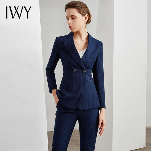 IWY/售楼部职业经理藏青色西服西装套装女时尚修身显瘦气质女神工作服 C10345-ZQ+P10345-ZQ 商品图0