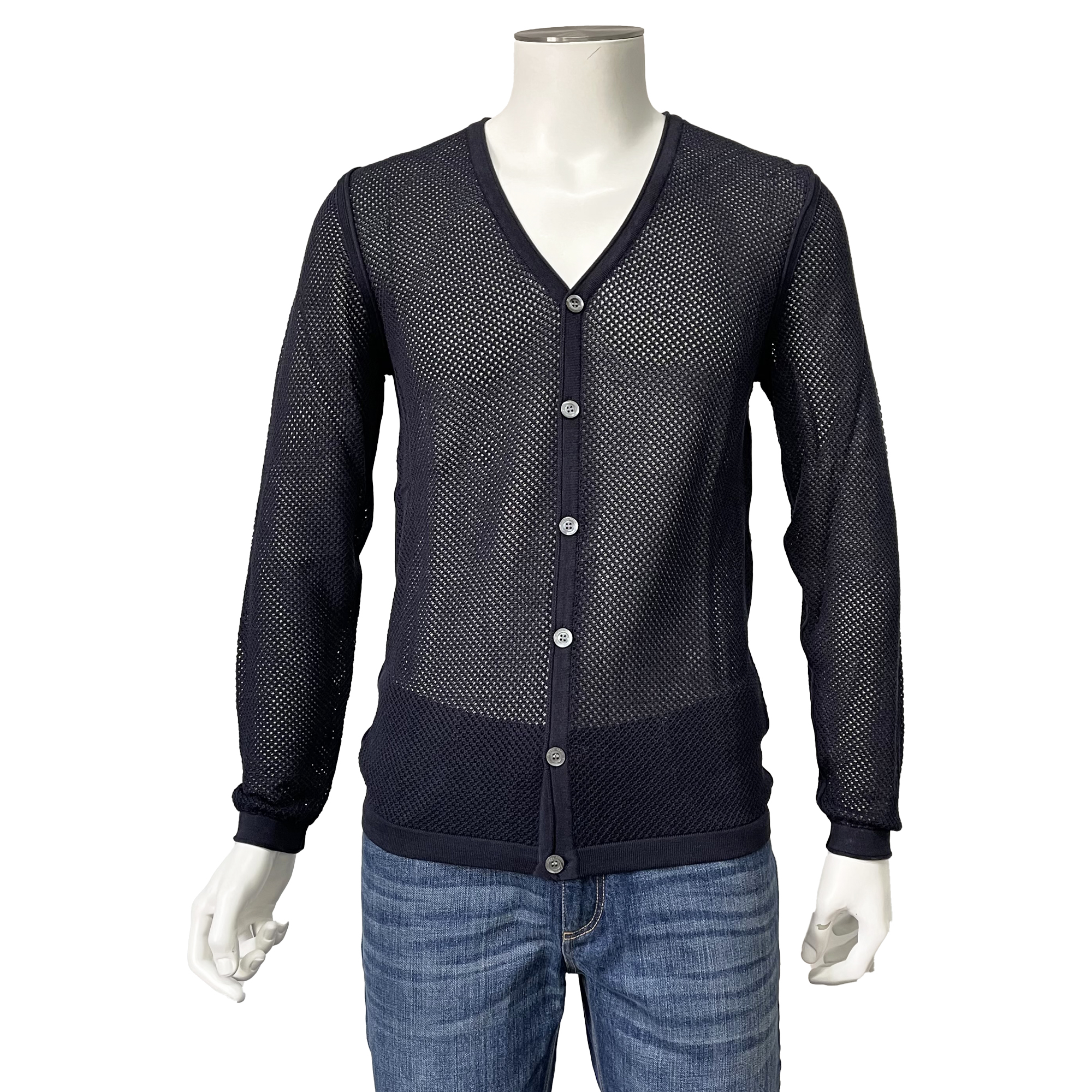 Marco Azzali 深藏青网眼提花开衫 K3602100