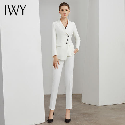 IWY/时尚白色西装女套装晚礼服售楼部工作服女职业工作服 C10321-W+P10321-W 商品图1