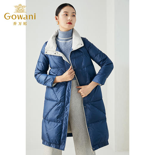 乔万尼简洁大方时尚轻拼色设计感保暖抗寒中长款羽绒服ES4T421 商品图2