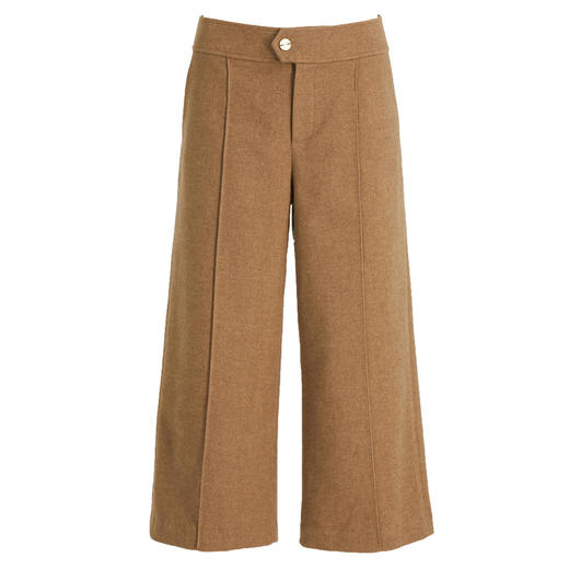 乔万尼复古斜纹简约精致高级感修饰腿型羊毛休闲阔腿裤ES4F450 商品图4