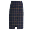 乔万尼冬季新品绵羊毛半身裙斜开叉格纹直筒中长半裙ES4D325 商品缩略图4