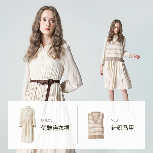 famecoco范可儿衬衫式连衣裙女春季法式气质显瘦F211FA007 商品图3