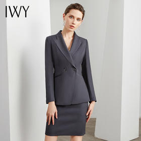 IWY/灰色西装上衣套裙女上班工作服白领职业装面试售楼部经理正装修身 C11101-E+S11101-E