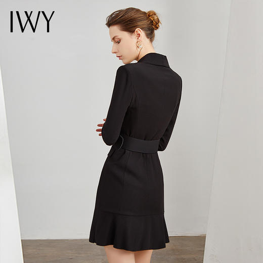 IWY/黑色职业连衣裙女修身显瘦时尚气质英伦风名媛商务正装上班工作服 Q10359-B 商品图4
