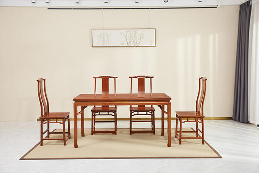 红桥红  家具严选  缅甸花梨（大果紫檀）  【158 马蹄腿霸王枨 方餐桌 七件套】 商品图5