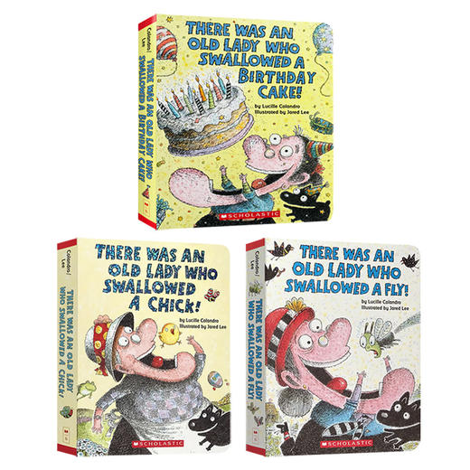 有个老婆婆吞了一只苍蝇 小鸡 民谣纸板书3册英文原版 There Was an Old Lady Who Swallowed a Fly 英文版儿童启蒙英语图画故事书 商品图1