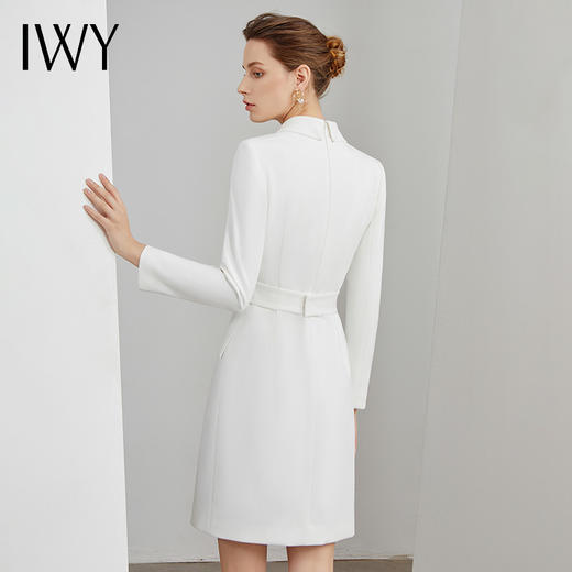 IWY/白色西服连衣裙收腰显瘦工作服女播音主持艺考正装职业装Q11112-W 商品图3