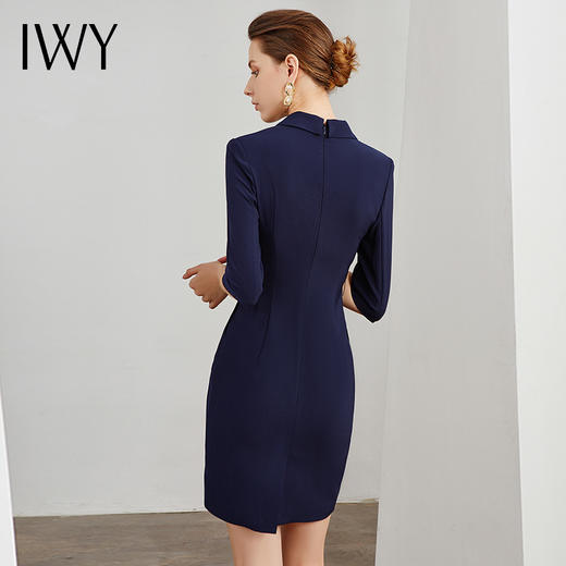 IWY/藏青色职业装连衣裙女修身显瘦七分袖西装面试工作服  商品图3