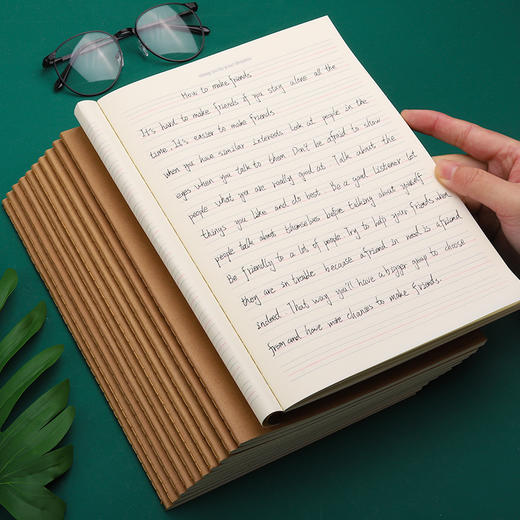 【护眼防疲劳黄色纸张，双面书写不渗墨】牛皮纸英语本作文本单词本儿童文具中小学生3三年级初中生加厚统一标准大号16k开四线三格b5作文本语文数学英文作业本子练习簿a5抄写本子练习册 商品图2