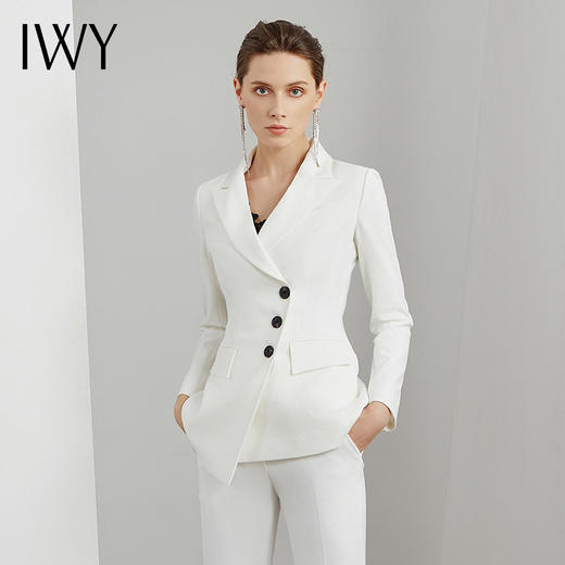 IWY/时尚白色西装女套装晚礼服售楼部工作服女职业工作服 C10321-W+P10321-W 商品图0