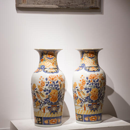 清代  粉彩牡丹花鸟纹大花瓶（一对） 商品图4