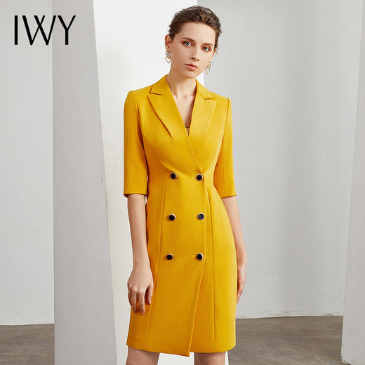 IWY/黄色连衣裙女主持人职业正装时尚气质通勤名媛工作服02Q1 商品图2