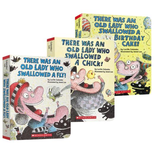 有个老婆婆吞了一只苍蝇 小鸡 民谣纸板书3册英文原版 There Was an Old Lady Who Swallowed a Fly 英文版儿童启蒙英语图画故事书 商品图4