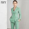 IWY/时髦绿色西服套装双排扣女主持人播音艺考职业上班面试工作服正装C10325-G+P10325-G 商品缩略图0