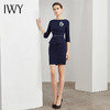 IWY/藏青连衣裙女修身七分袖时尚职业装上班工作服商务正装OL Q195-L 商品缩略图4