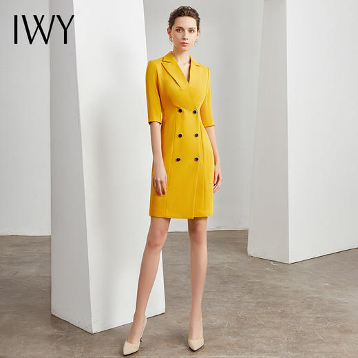 IWY/黄色连衣裙女主持人职业正装时尚气质通勤名媛工作服02Q1 商品图1