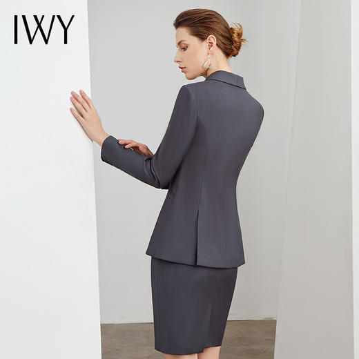 IWY/灰色西装上衣套裙女上班工作服白领职业装面试售楼部经理正装修身 C11101-E+S11101-E 商品图3