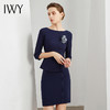 IWY/藏青连衣裙女修身七分袖时尚职业装上班工作服商务正装OL Q195-L 商品缩略图2