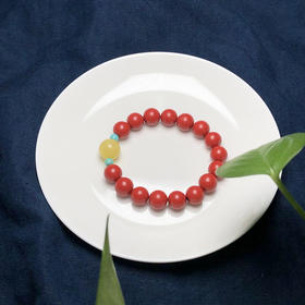 请先量好手围选规格 女款红砂蜜蜡绿松石单圈手链 10mm  饰品美物