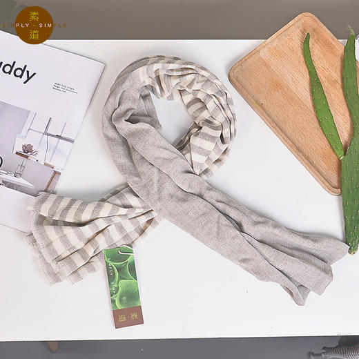 敦煌有机彩棉 素道情侣百搭围巾 护颈披肩两用男女秋冬保暖围脖 商品图2