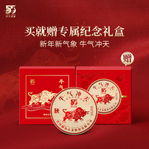 澜沧古茶2021年生肖茶牛气冲天普洱茶熟茶熟普云南七子饼茶叶357g（拍7片发一提） 商品图1