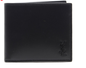奥莱[圣罗兰] 20FW男士会标双折钱包（607727_1JB0U_1000_20F）JPY带授权招加盟代理