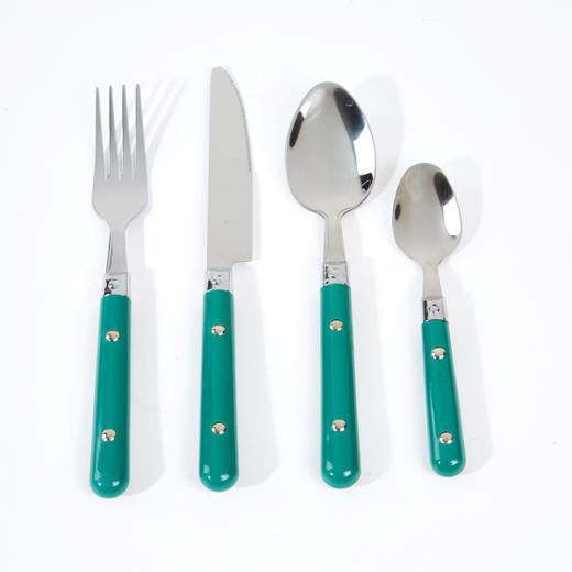 [现代住宅] 新款  韩国 L 复古 绿色餐具 不锈钢餐具 4P套装JPY带授权招加盟代理 商品图0