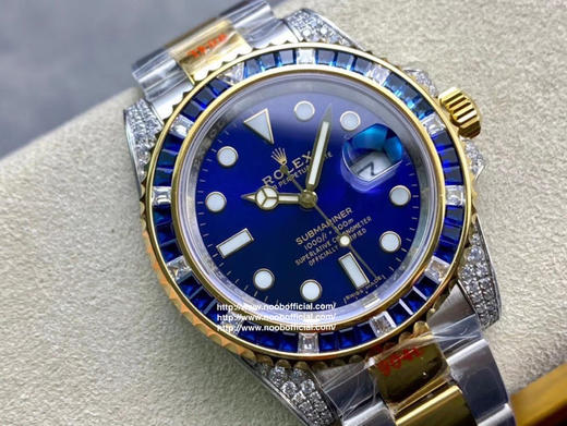 TW 海外镶钻定制版 奢华大作  劳力士 满钻 水鬼 SUB潜水型【表壳】每一颗钻石/彩宝均来自奥地利（施华洛世奇原产地）经过严格的筛选，确保颜色 商品图8