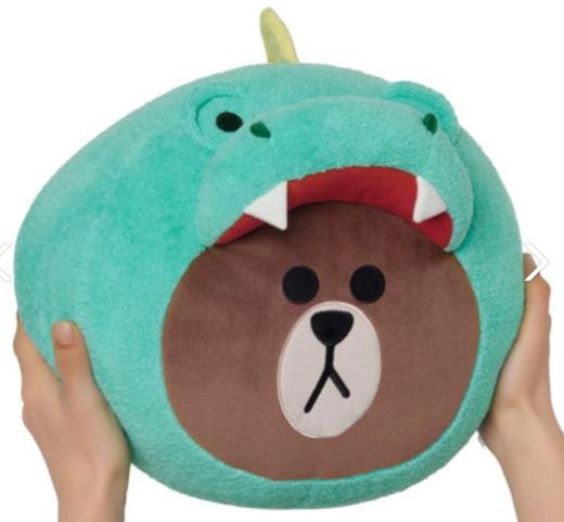 韩国 可爱Line Friends Dino棕色脸垫（34厘米）椅垫坐垫JPY带授权招加盟代理 商品图1