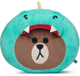 韩国 可爱Line Friends Dino棕色脸垫（34厘米）椅垫坐垫JPY带授权招加盟代理