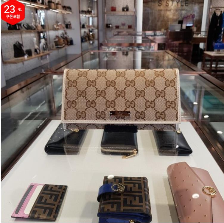 奥莱Gucci 帆布金属条徽标长款钱包（象牙色）244946 KY9IG 9773JPY带授权招加盟代理
