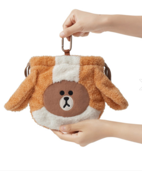 韩国 LineFriends可爱 儿童包 小狗棕橙/巧克力色手袋 娃娃公仔JPY带授权招加盟代理