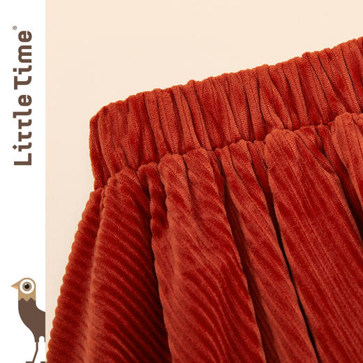 littletime童装蓬蓬裙 2020冬新款砖红复古灯芯绒花苞裙A字半身裙 商品图2