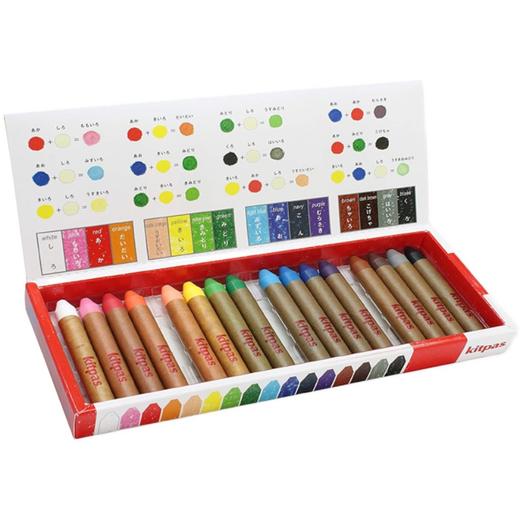 【日本进口】kitpas水溶性纸包16色蜡笔 可擦拭可水洗可调色安全蜡笔 商品图0
