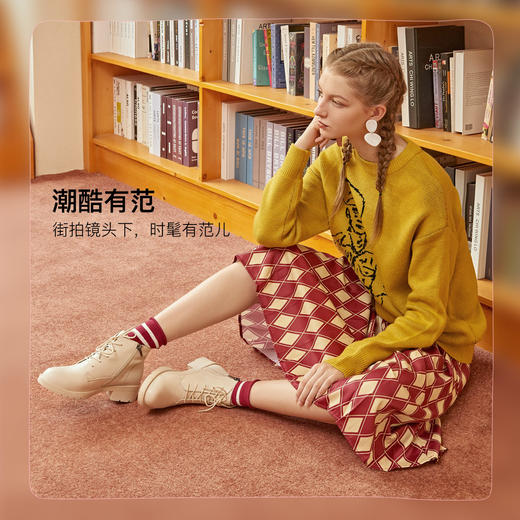 safiya索菲娅新品粗跟英伦风女短筒靴小皮靴SF04116211 商品图8