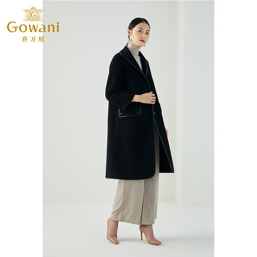 【羊绒】乔万尼连帽休闲简约设计感精致高级感双面尼羊绒羊毛大衣ES4A448 商品图2