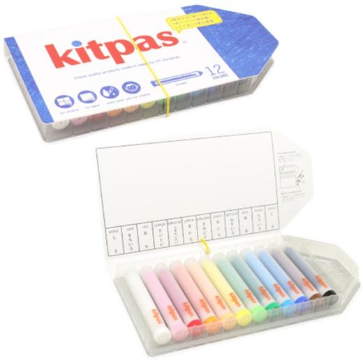 【日本进口】kitpas水溶性套筒12色蜡笔 可擦拭可水洗可调色安全蜡笔 商品图0