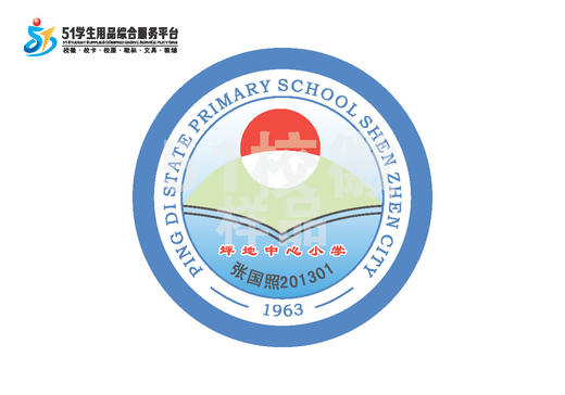 定制深圳市龙岗区坪地中心小学熨烫校徽布标姓名贴胸章缝制包邮51 商品图0