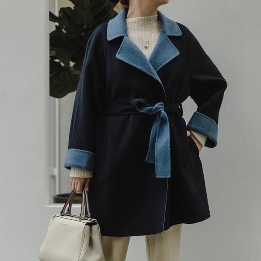 【à perles】纯手工撞色双面毛呢大衣  中长款，重工1200g 商品图5