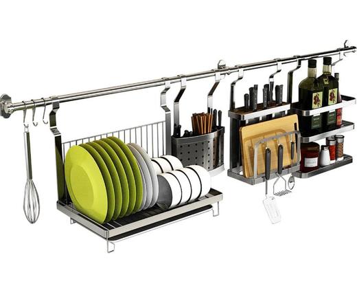 【日用百货】四季沐歌不锈钢厨房置物架壁挂墙上刀架调味收纳架厨房挂件挂架 商品图2