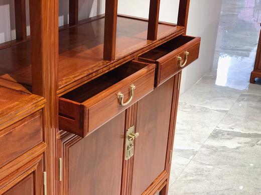 红桥红  家具严选  缅甸花梨（大果紫檀）  【196 双抽屉带柜门线条 博古架】 商品图7