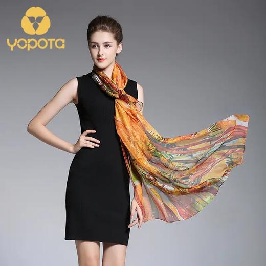 优品堂“如花似锦”桑蚕丝喷绘真丝巾长围巾 商品图4